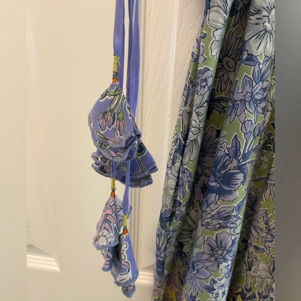 Anthropologie | Romerio Sleep Floral Wide Leg Jumpsuit | Purple & Yellow |  | XS - Picture 10 of 15